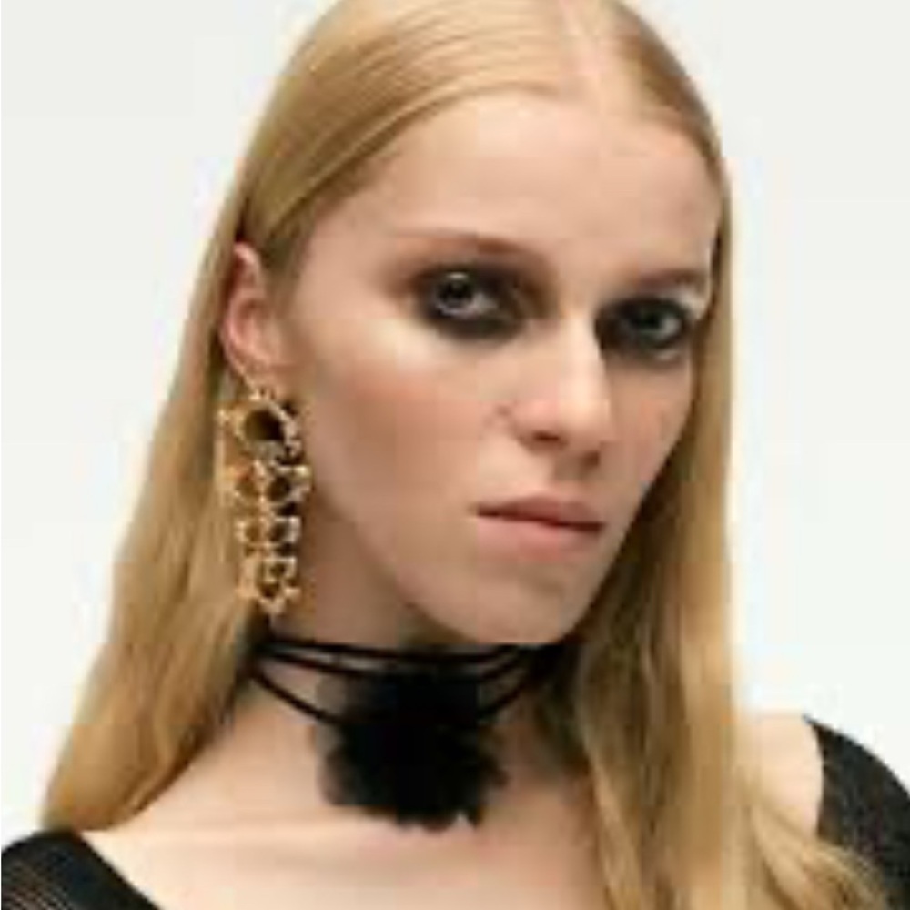 Gold Skeleton Statement Earrings - image 1